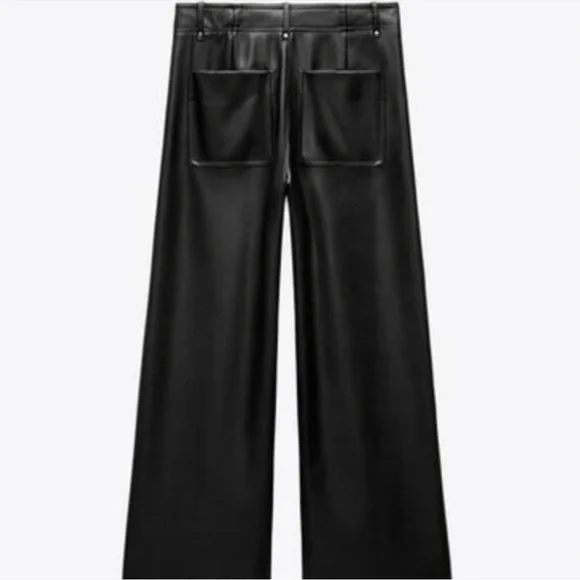 Zara NWT ZW Collection faux leather tailored pants black 3581/041 - Picture 5 of 11